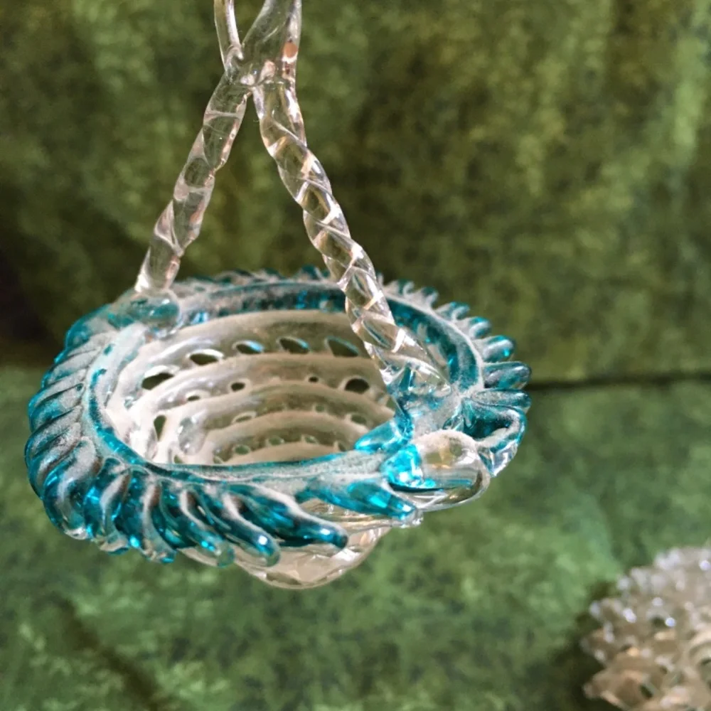 Vintage Glass Basket Shelf Sitter